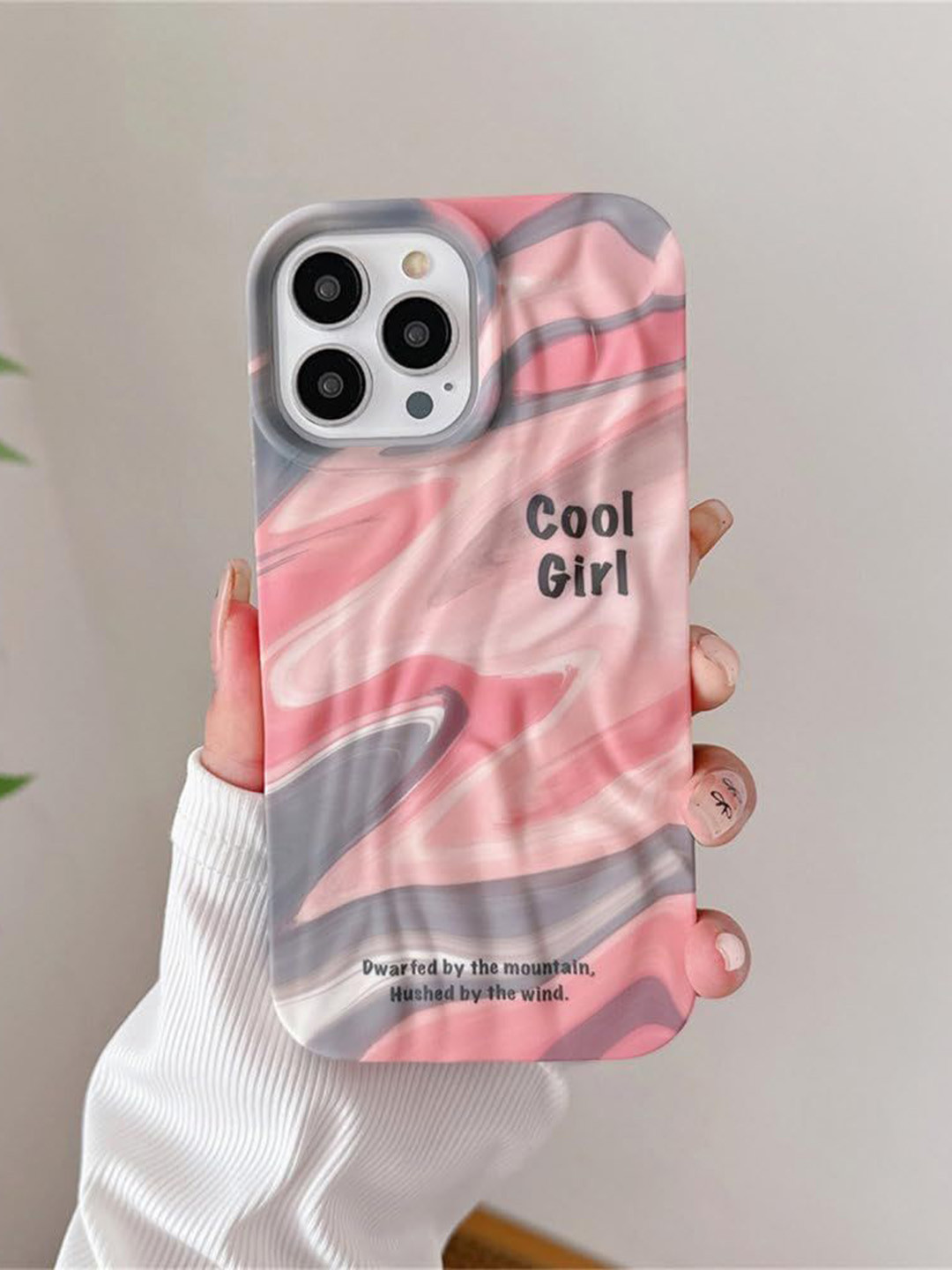 CASE CREATION iPhone 15 3D Luxury Rainbow Cool Girl Wavy Bumper Case