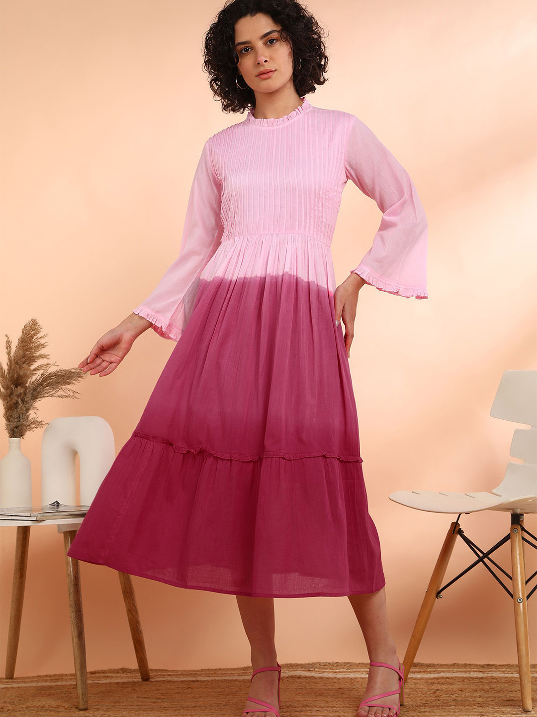 CORSICA Women Embroidered Fit & Flare Midi Dress