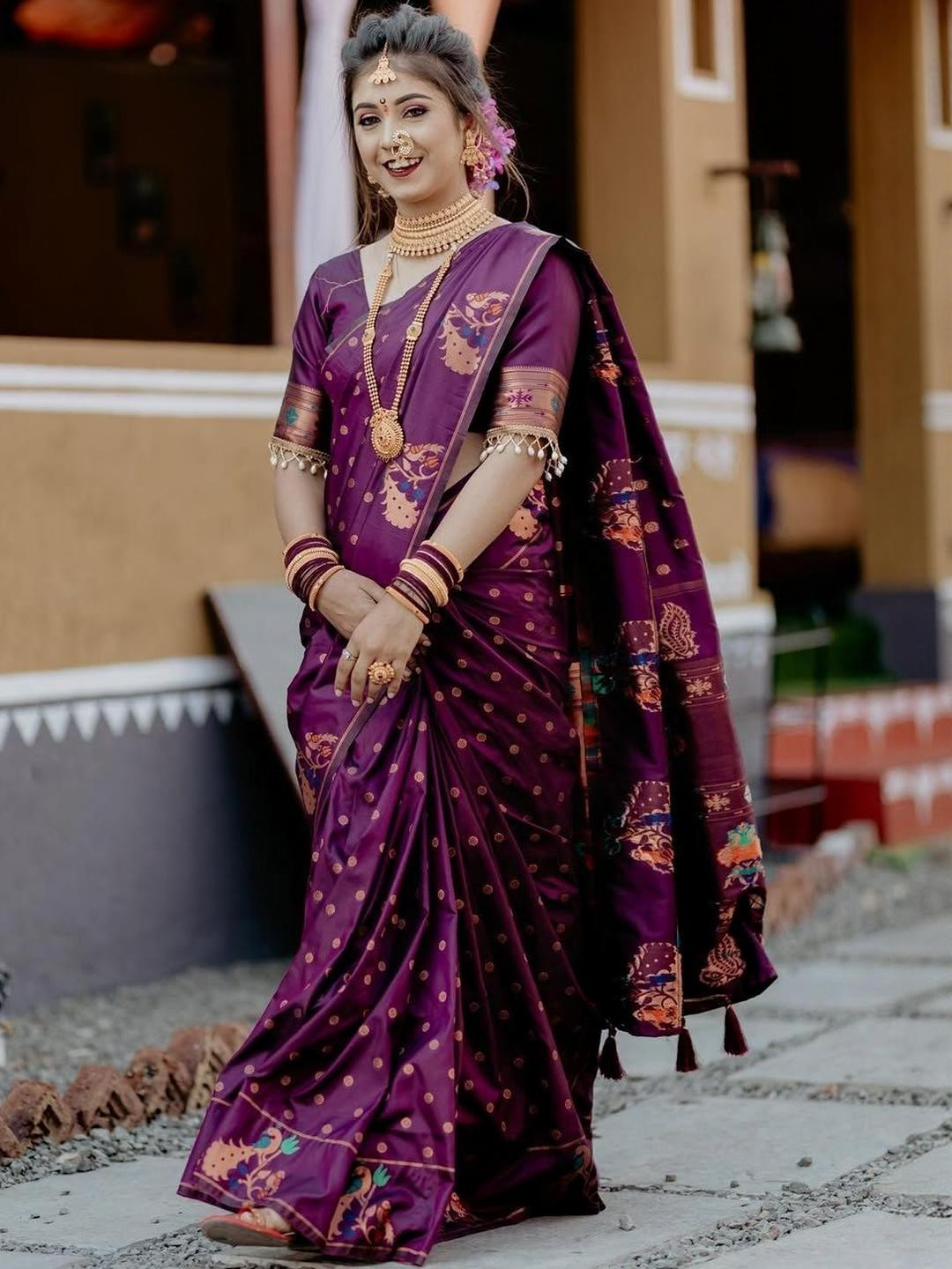 KALINI Purple Paithani Sarees