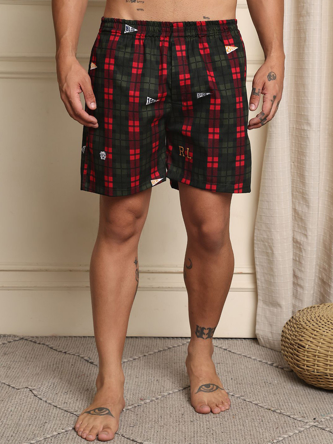 Mast & Harbour Checkd Cotton Boxer - B03-S