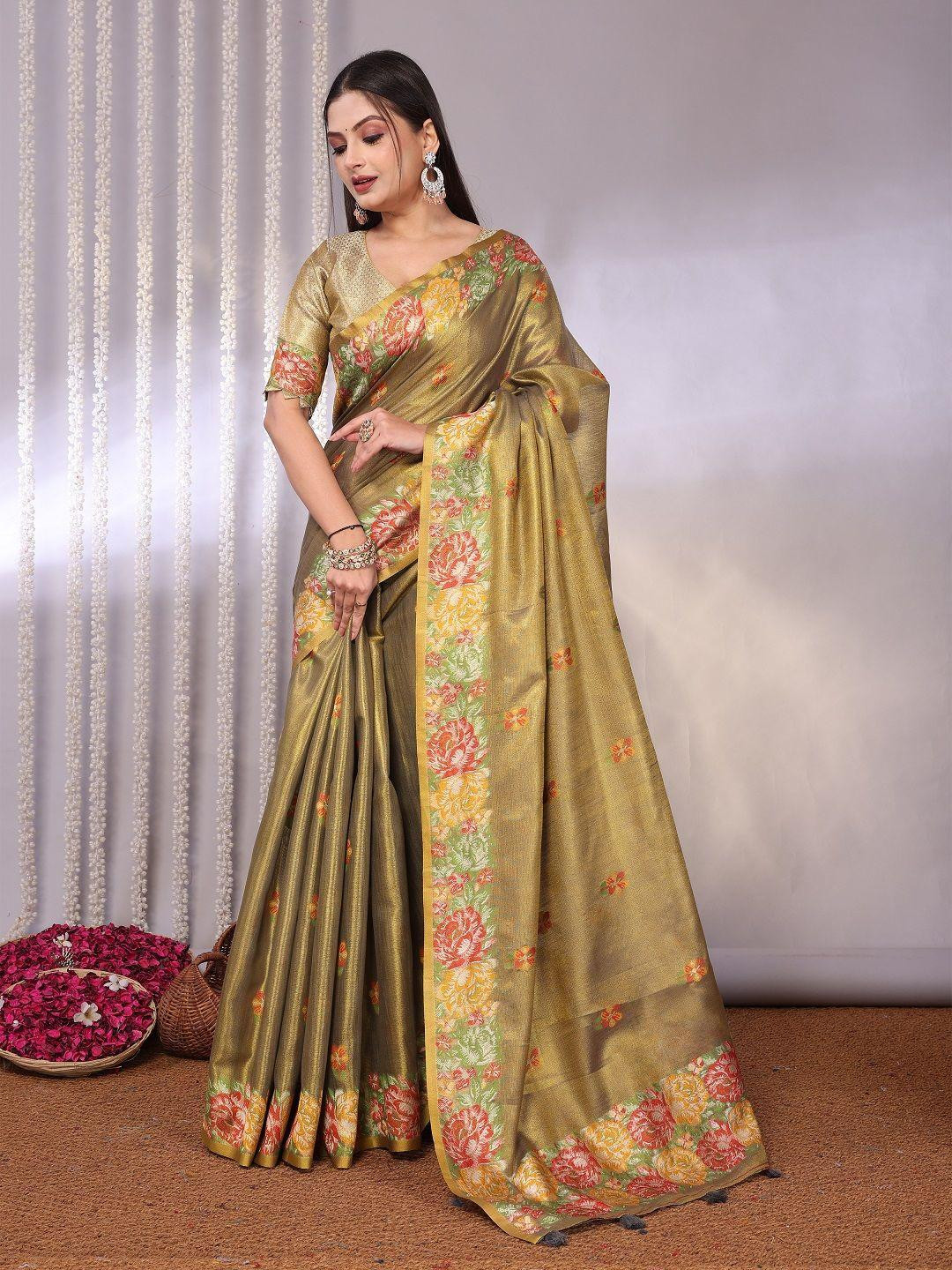 KALINI Gold Banarasi Tissue Sarees