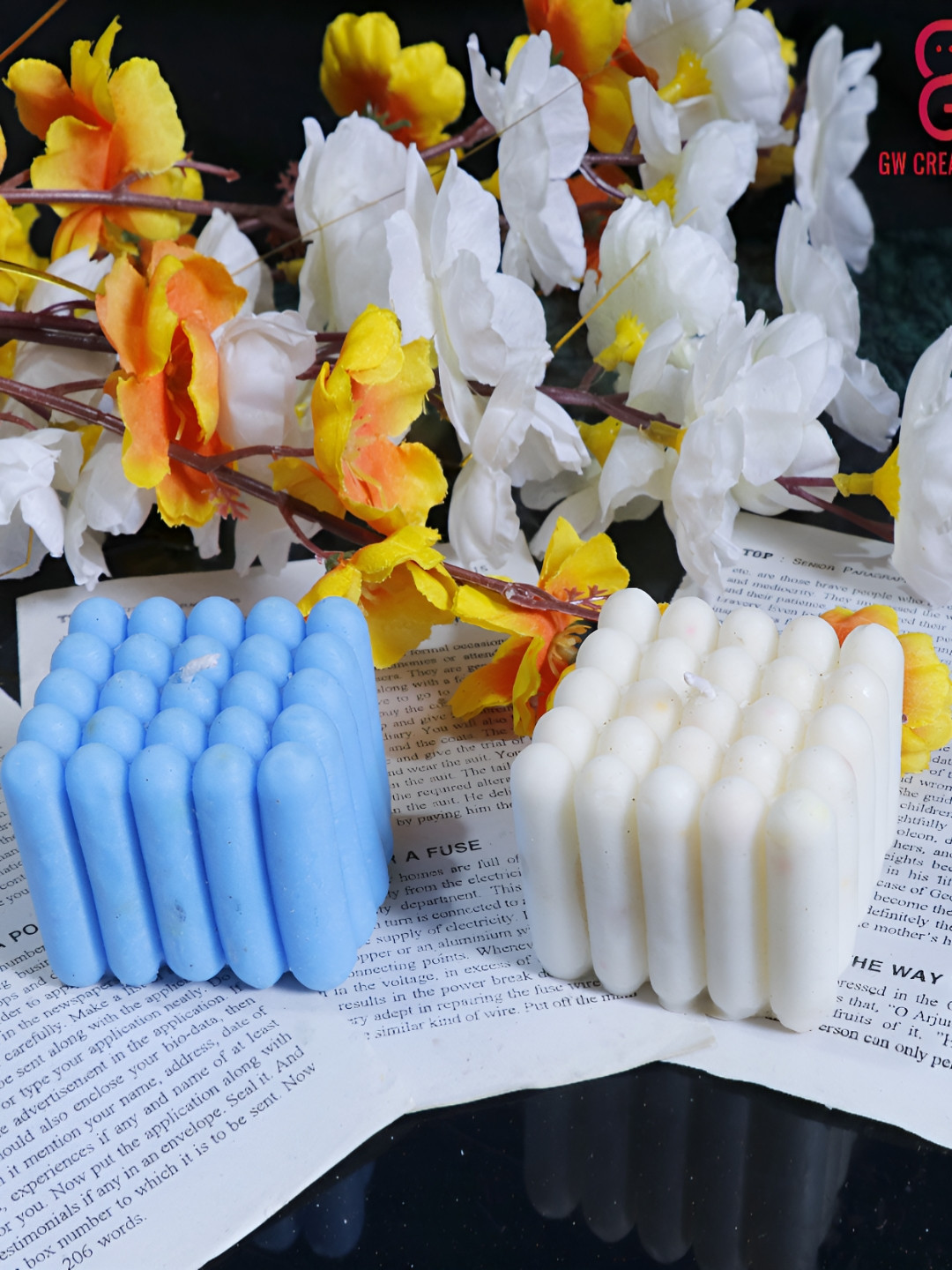 Aura Handmade Missile Cube 2Pcs 1 Wick Scented Solid Geometric Regular Tea Light Candles