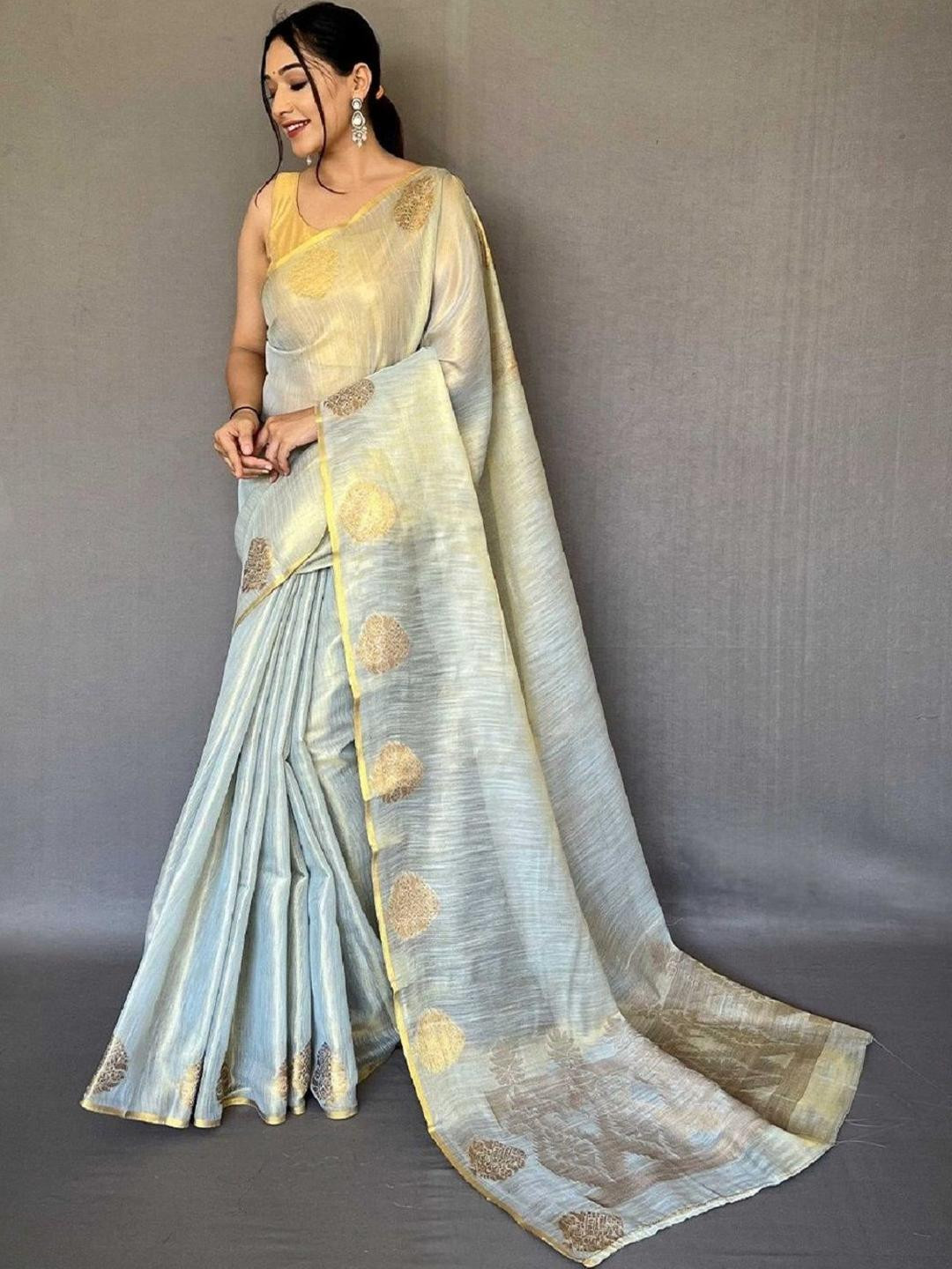 KALINI Grey Tissue Sarees