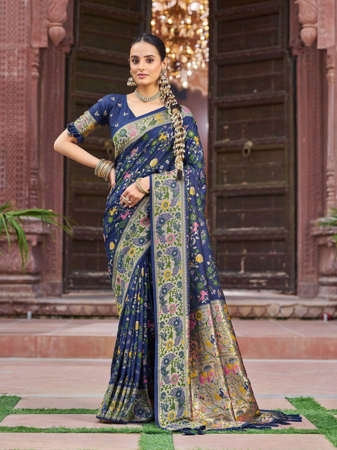 KALINI Navy Blue Banarasi Sarees
