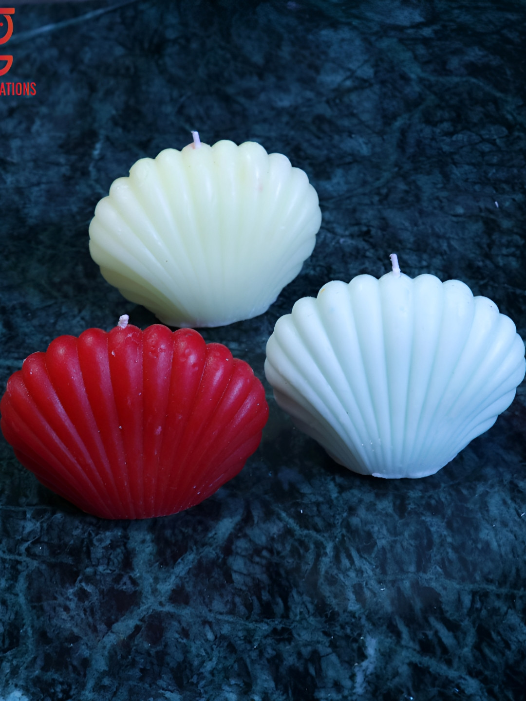 Aura Handmade Close Shell 3Pcs 1 Wick Scented Solid Geometric Regular Tea Light Candles