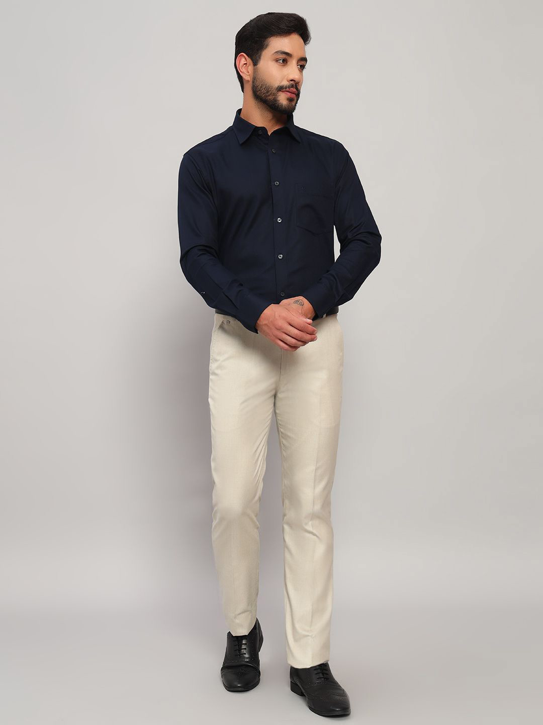 Cantabil Full Sleeves Spread Collar Formal Shirt
