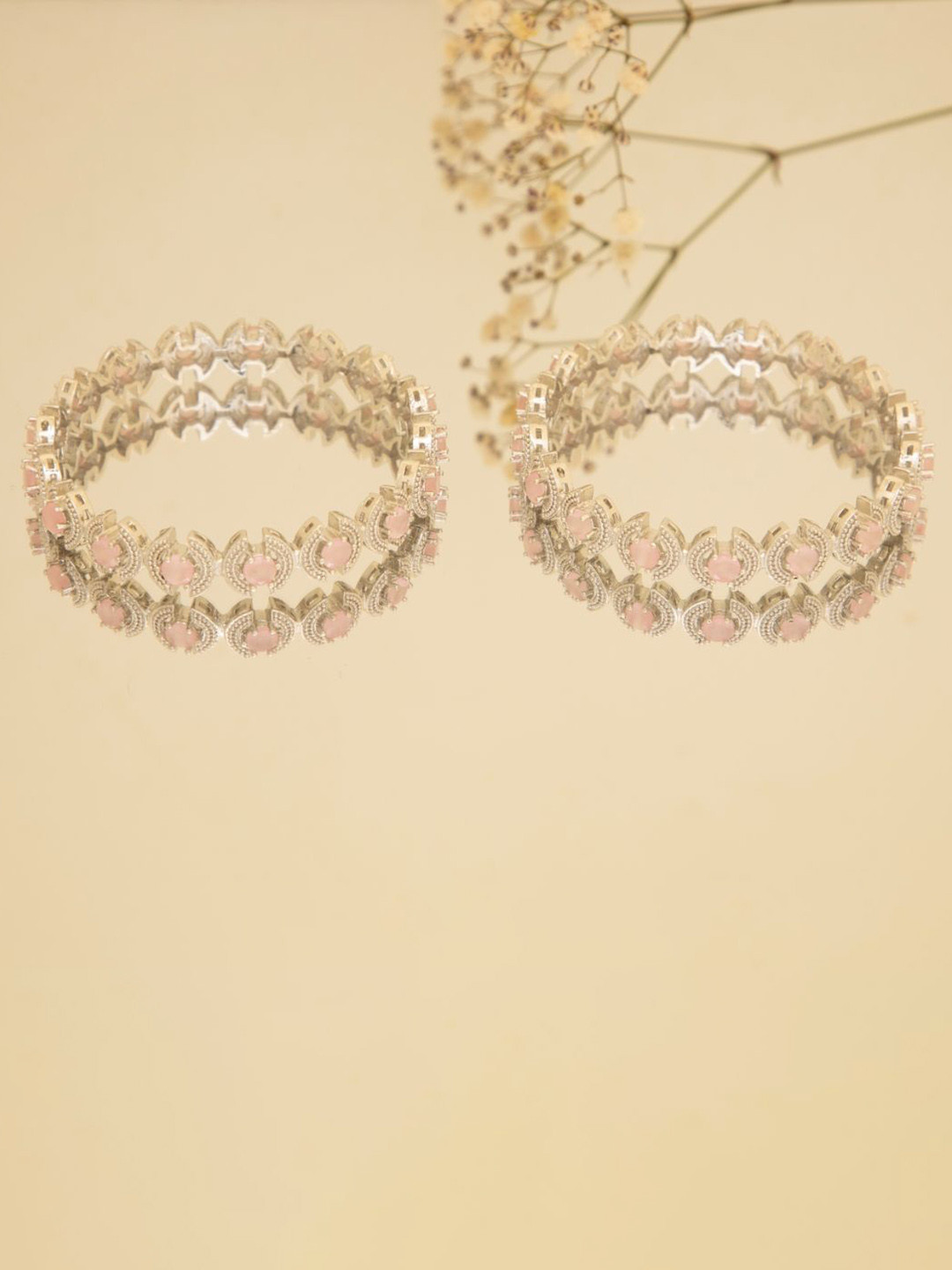 LA FILLE D'OR Set Of 2 Crystal Studded Bangles