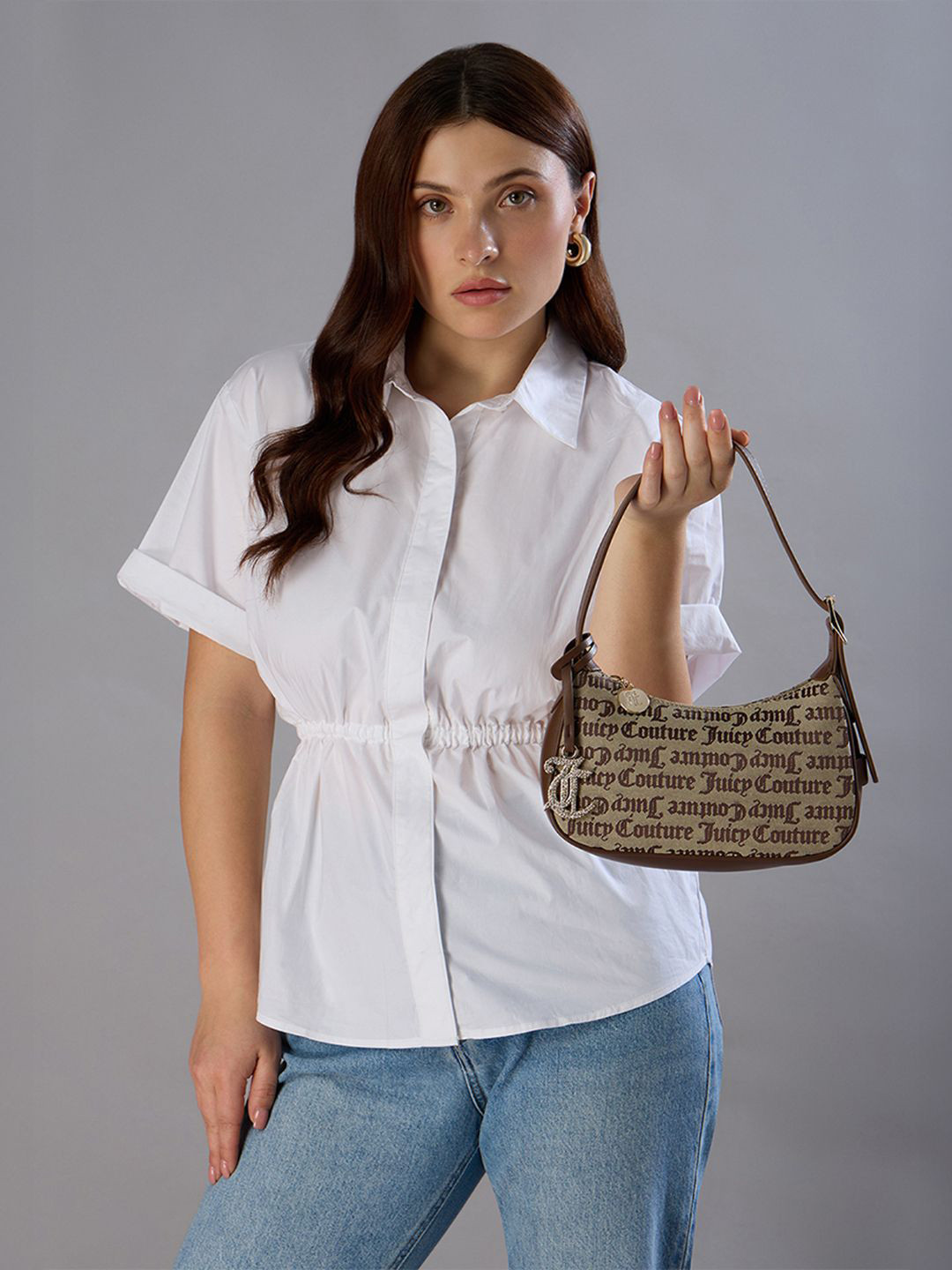 Juicy Couture Textured PU Oversized Half Moon Sling Bag