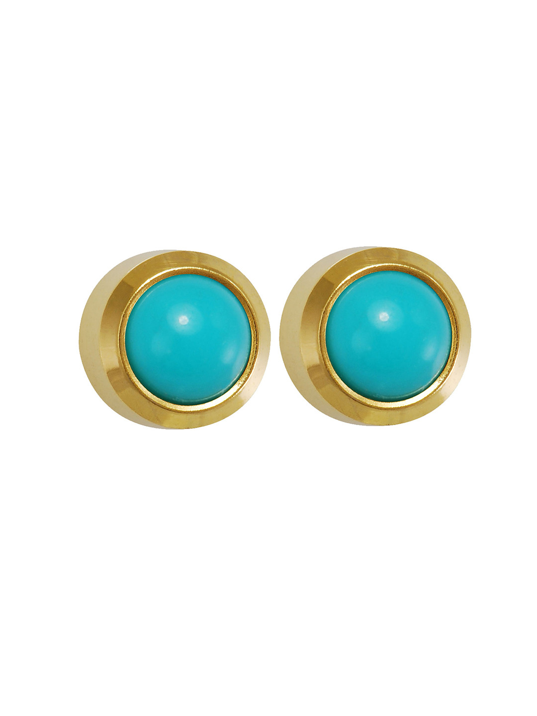 STUDEX Stainless Steel 24K Pure Gold Plated Pearls Beaded Bezel Circular Shaped Studs