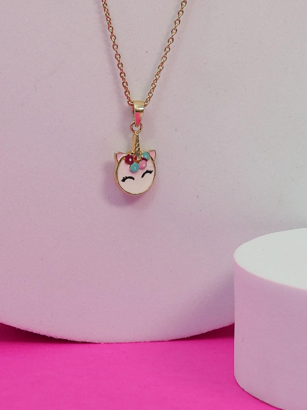 ShimmerTots 925 Silver Unicorn face Kids Pendants with Chains