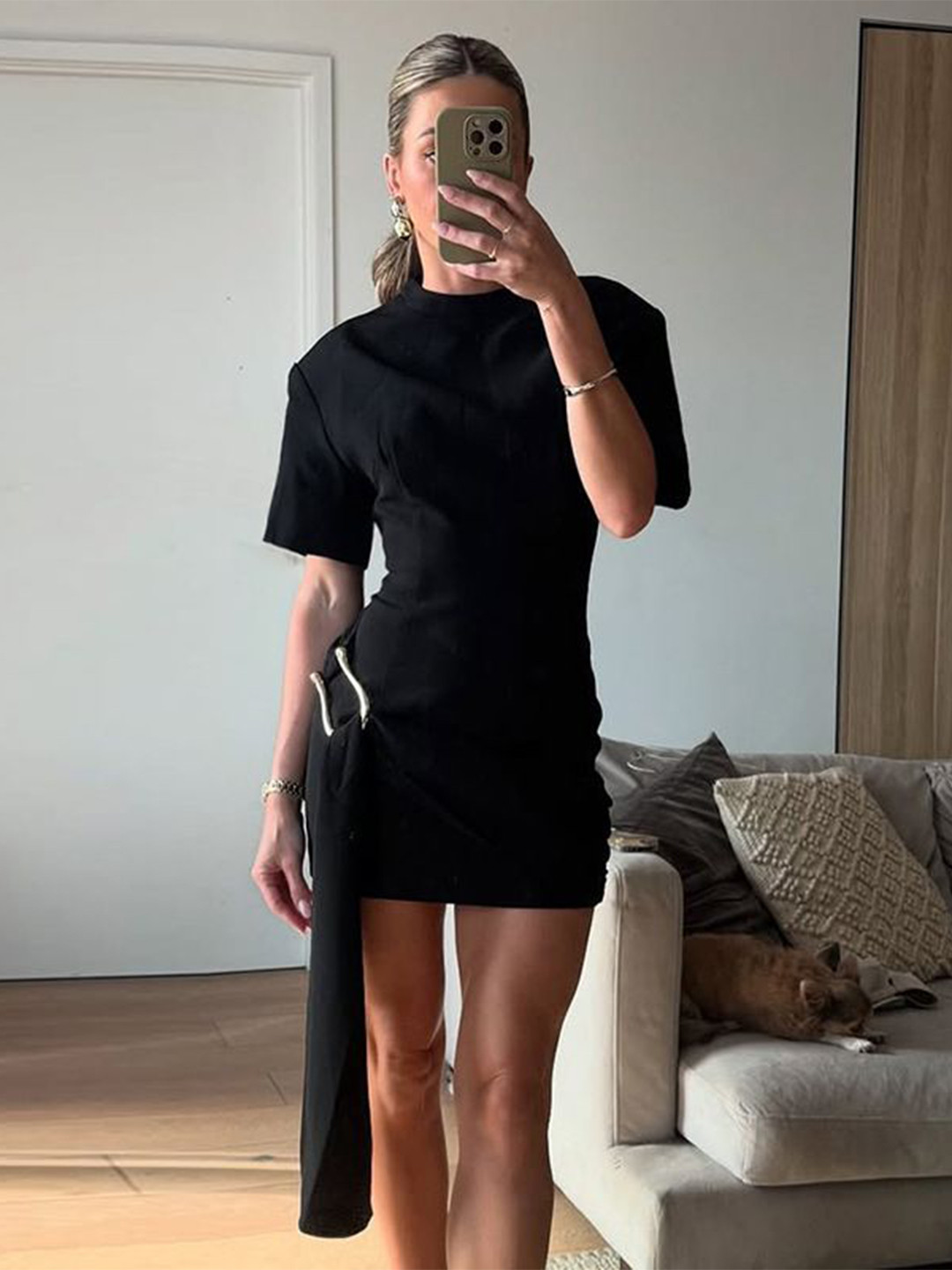 MIAKEE Gillian Round Neck Sheath Mini Dress