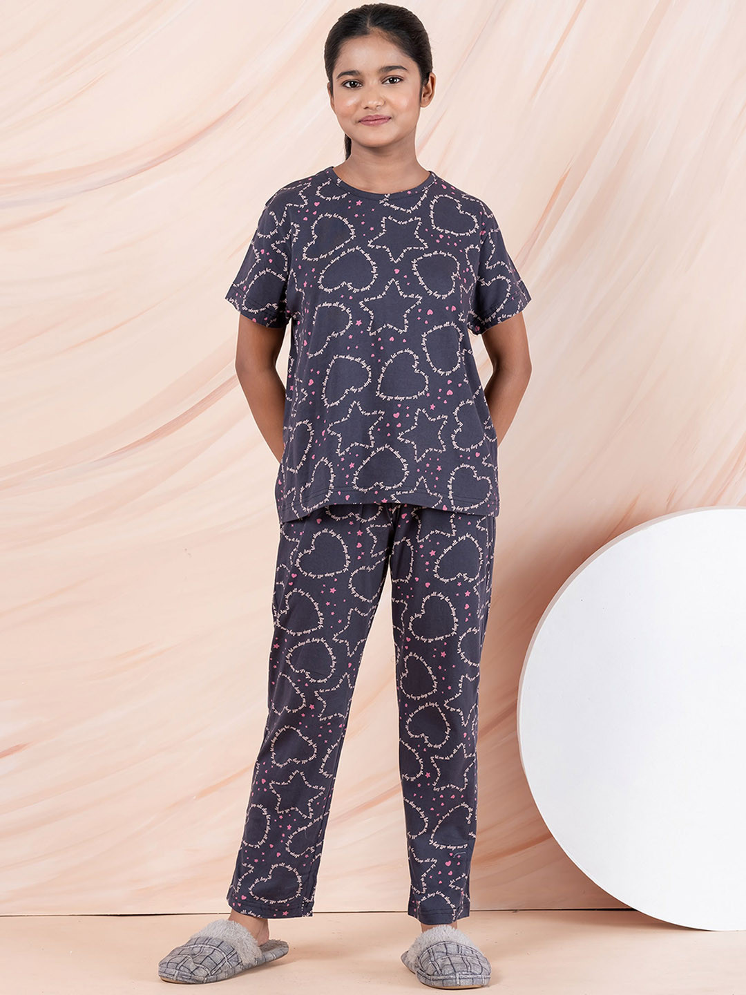 Taatoom Girls Geometric Printed Night suit