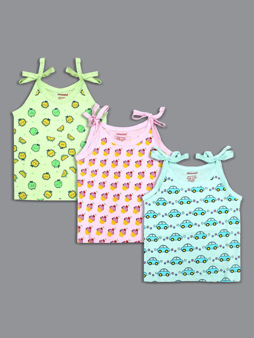 Born Babies Infants Pack Of 3 Printed Cotton Jhabla Vests CSBPGK