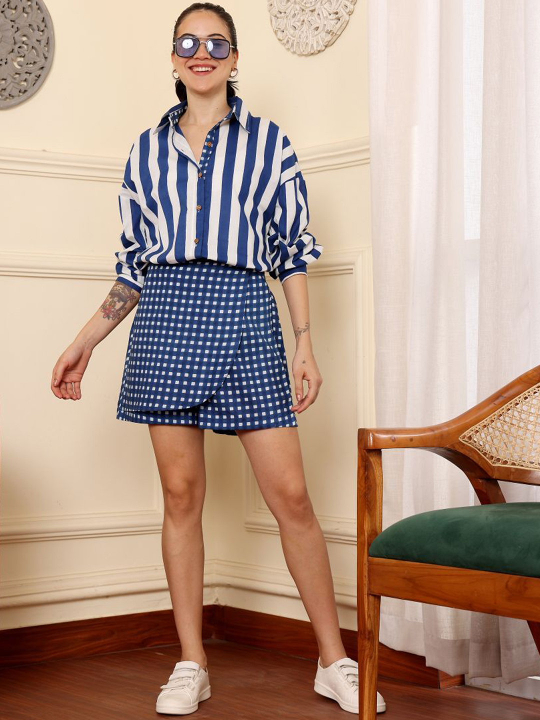 The Quince Life Blue Shirt With Skorts