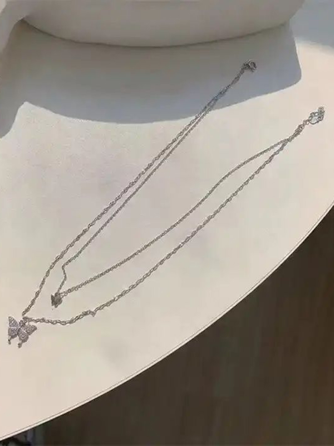 ONUYX Silver-Plated Stone Studded Layered Necklace