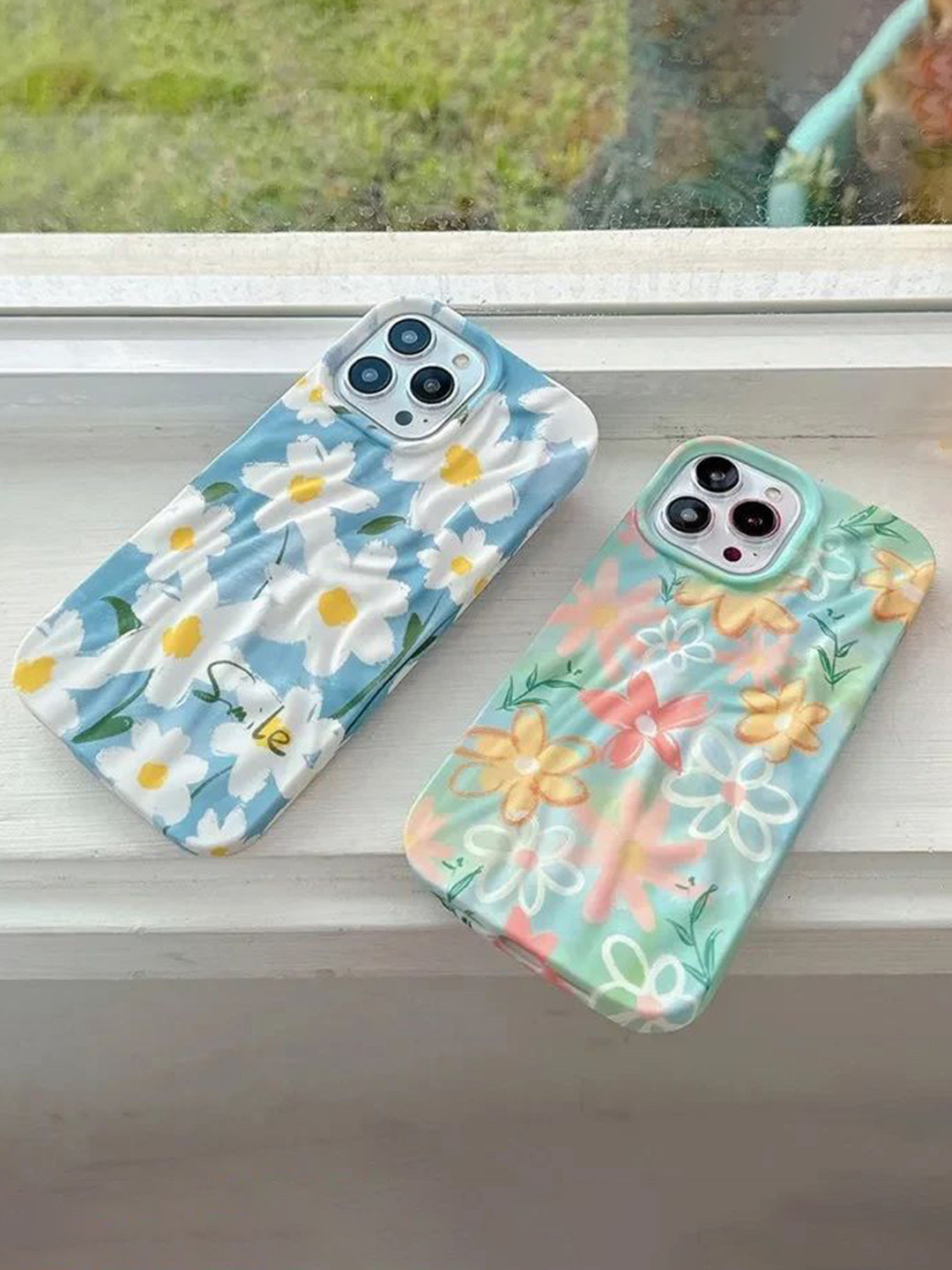 CASE CREATION iPhone 14 3D Smile Rainbow Floral Wavy Back Case