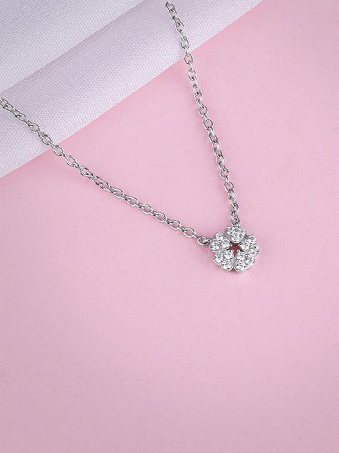GIVA Women Silver Floral Star Necklace
