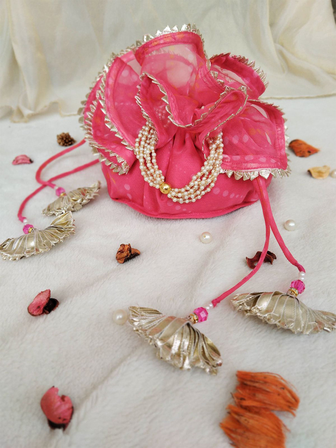 LABEL KANUPRIYA Polka Dot Printed Organza Potli Bag