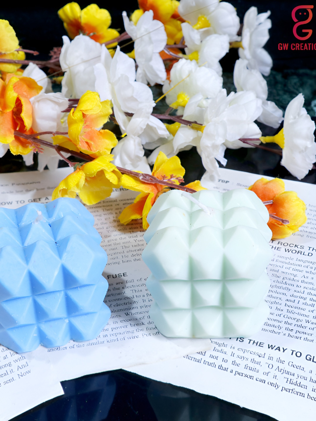 Aura Handmade Square 2Pcs Lemon Grass and Green Apple Solid Regular Tea Light Candles