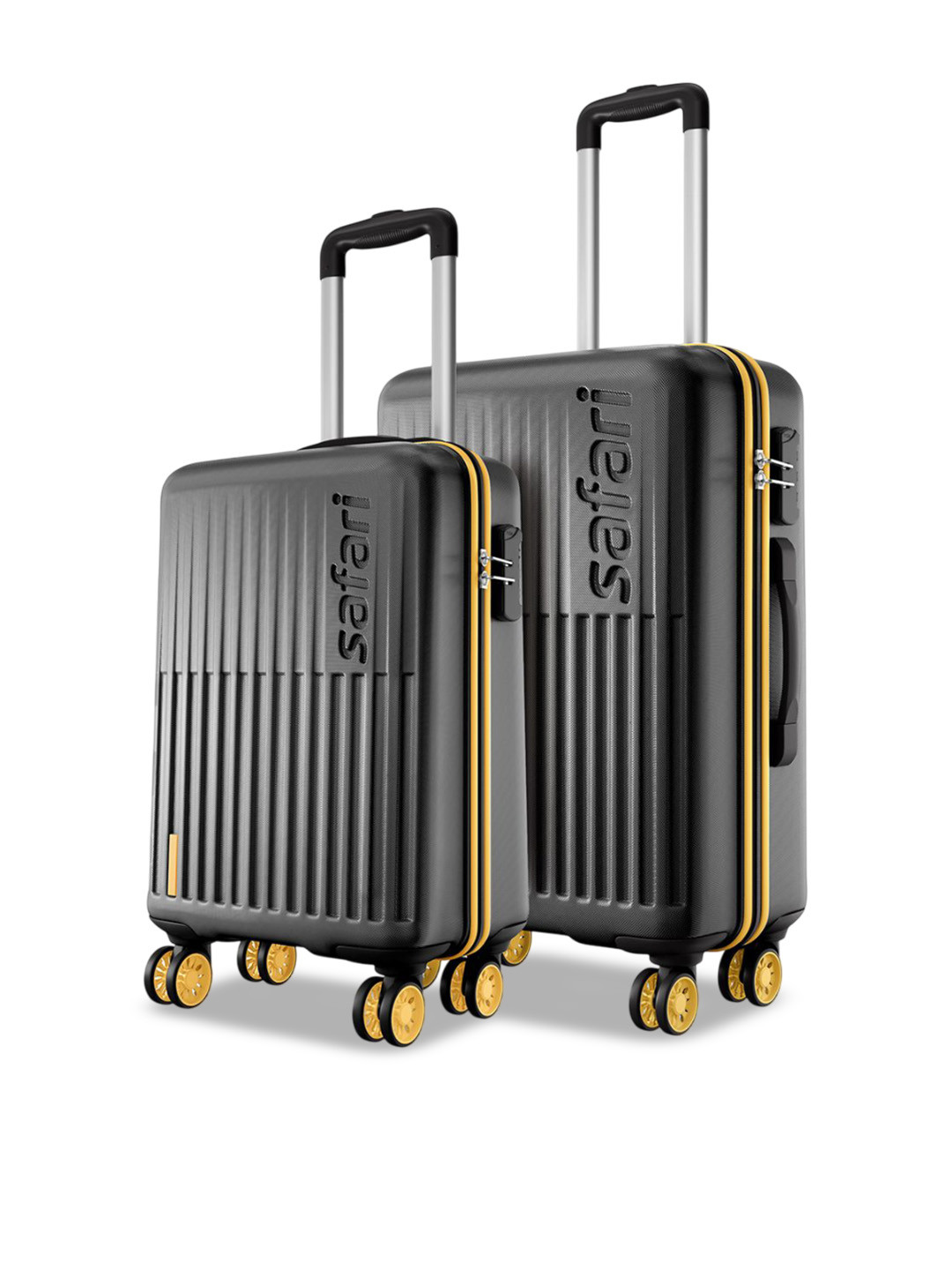 Safari Astra Neo Set Of 2 Textured Hard Sided 8 Wheels Trolley Bags