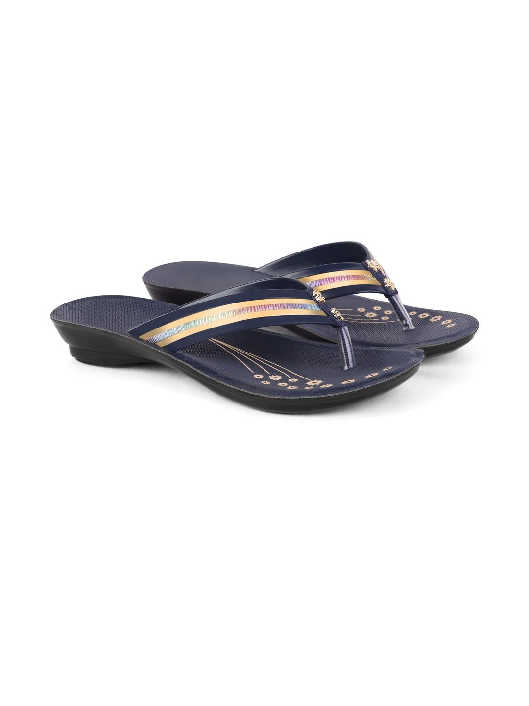 DRACKFOOT Women Blue PU Thong Flip-Flops
