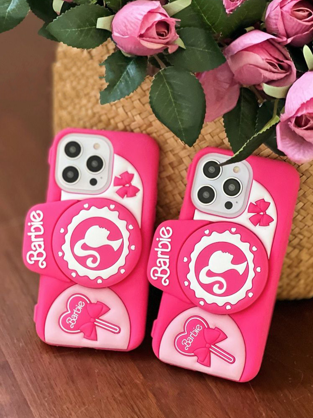 CASE CREATION iPhone 15 Barbie 3D Cute Camera Holder Back Case