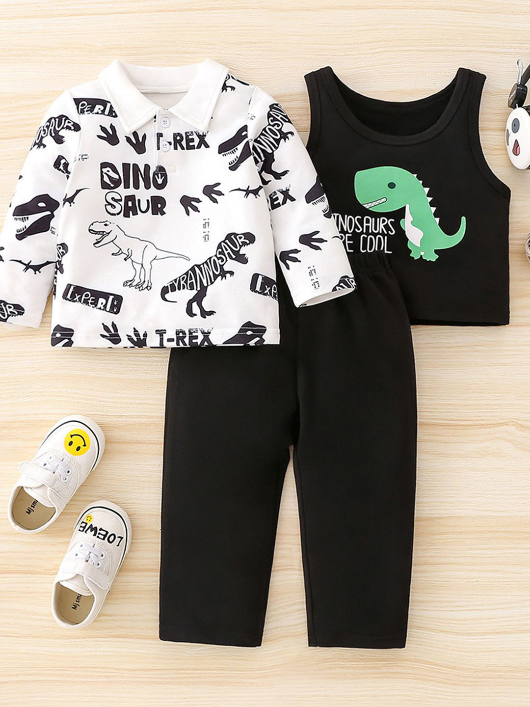 YK Boys Printed T-Shirt & Trouser With Inner Top Clothing Set