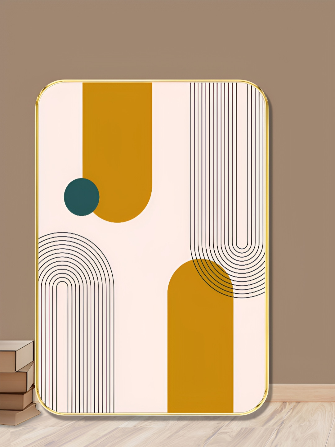 SAF Mid-Century Wood Wall Rectangle Paintings Wall Art - 24 x 18 In