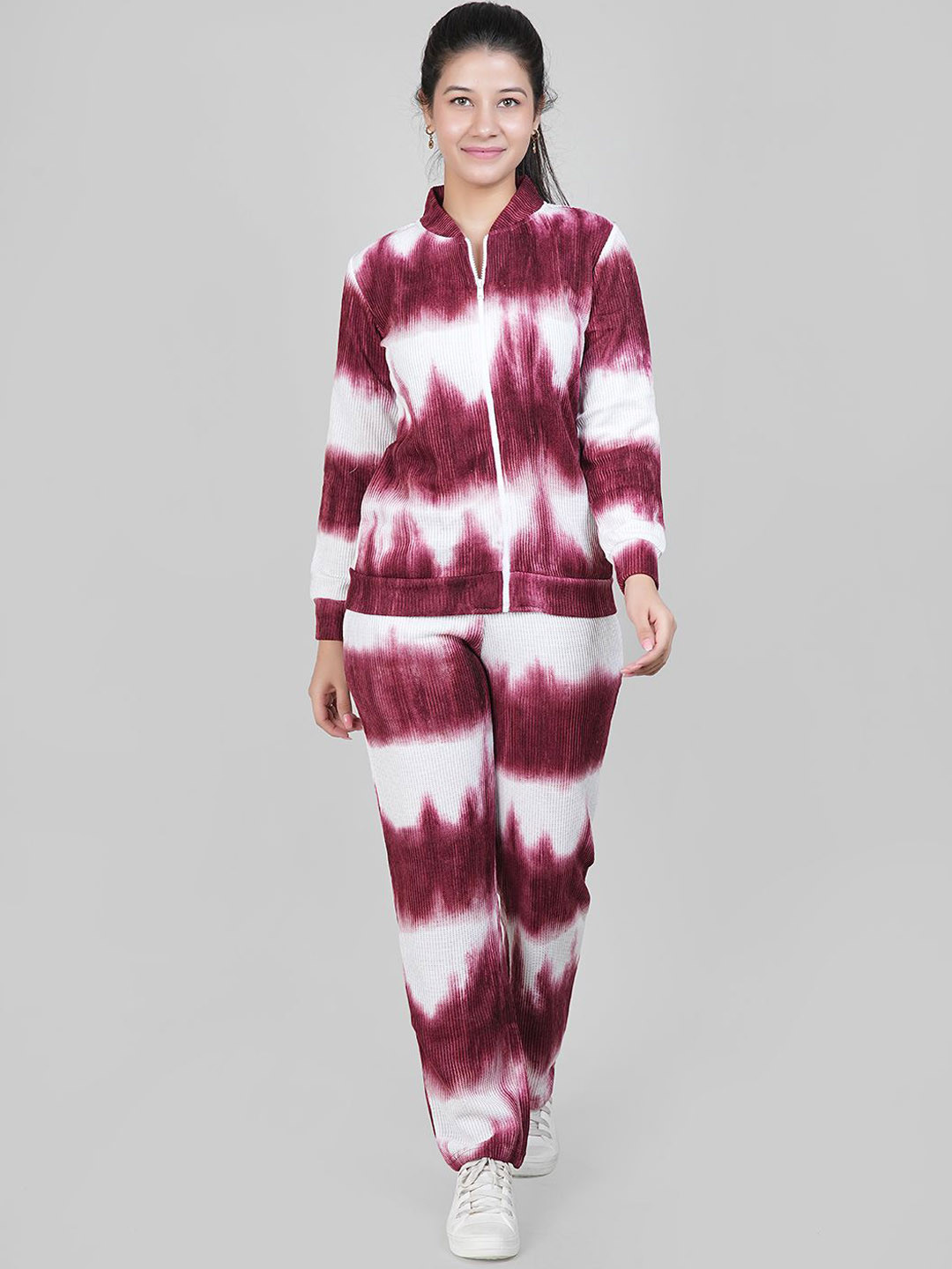 She N She Tie-Dye Printed Zip-Up Top & Trousers Co-Ord Set