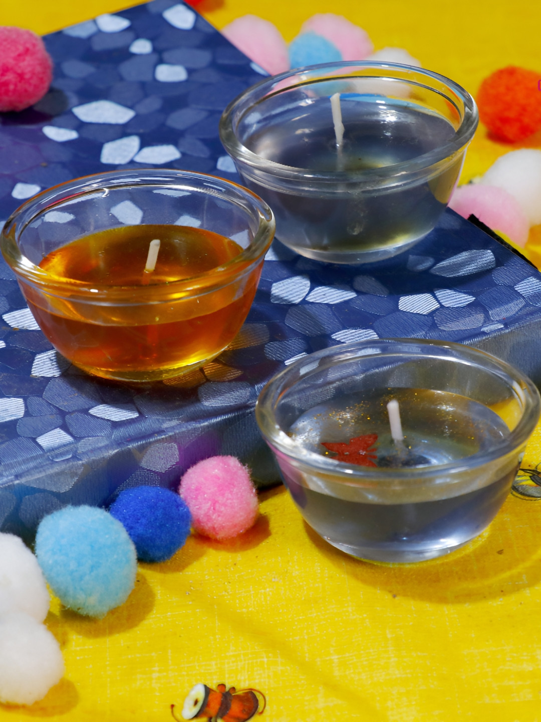 Aura Medium Bowl 3Pcs Smokeless 1 Wick Tea Light Solid Round Regular Tea Light Candles