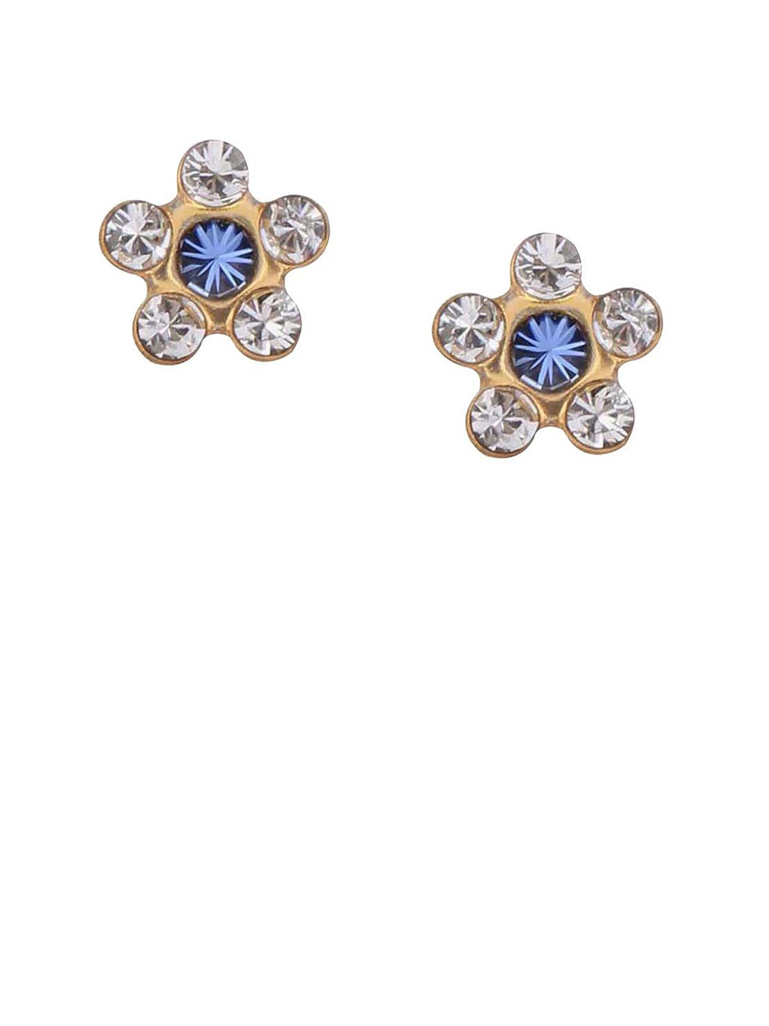 STUDEX 24K Pure Gold Plated Stainless Steel Crystals Studded Floral Shaped Studs