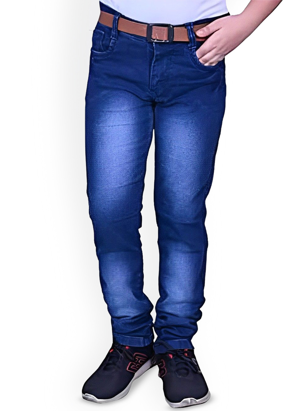 Cheenu Garments Boys Jean Regular Fit Mid-Rise Low Distress Heavy Fade Jeans