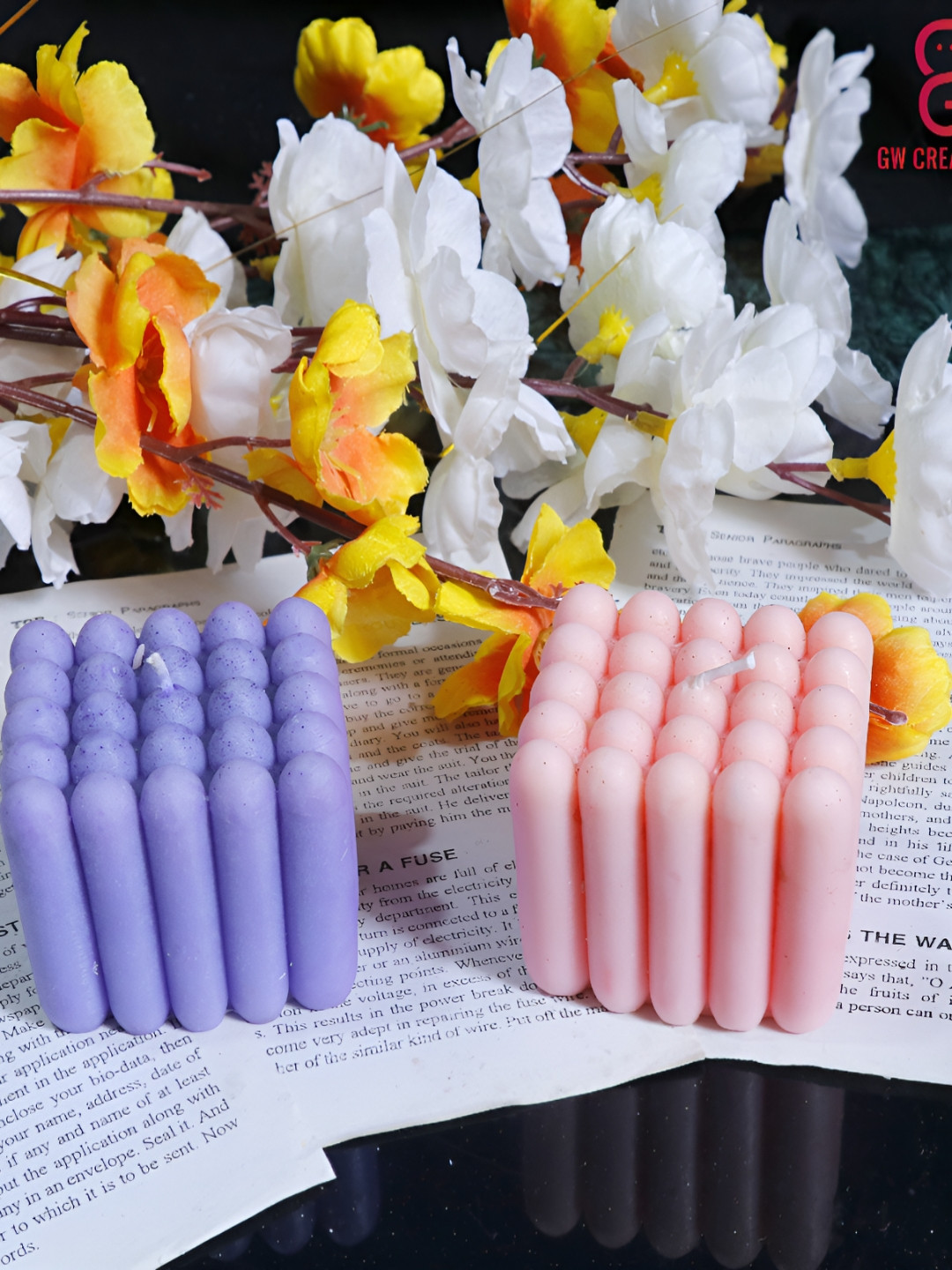 Aura Handmade Missile Cube 2Pcs 1 Wick Scented Solid Geometric Regular Tea Light Candles