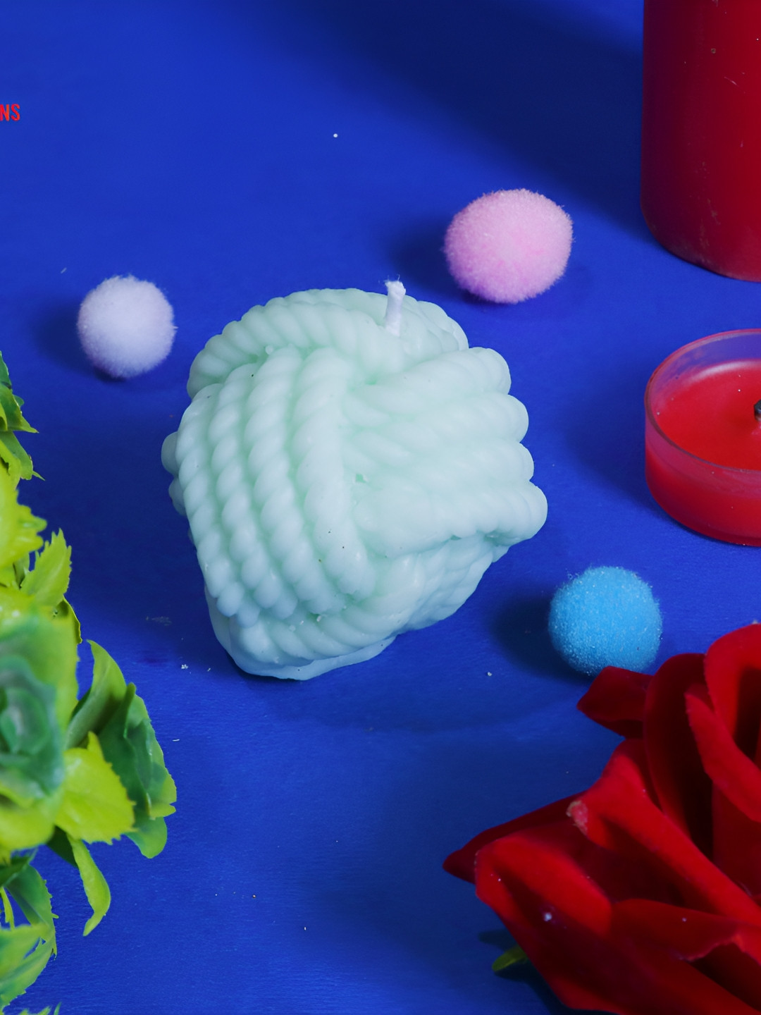 Aura Handmade Woolen Scented 1 Wick Green Apple Solid Round Regular Tea Light Candles