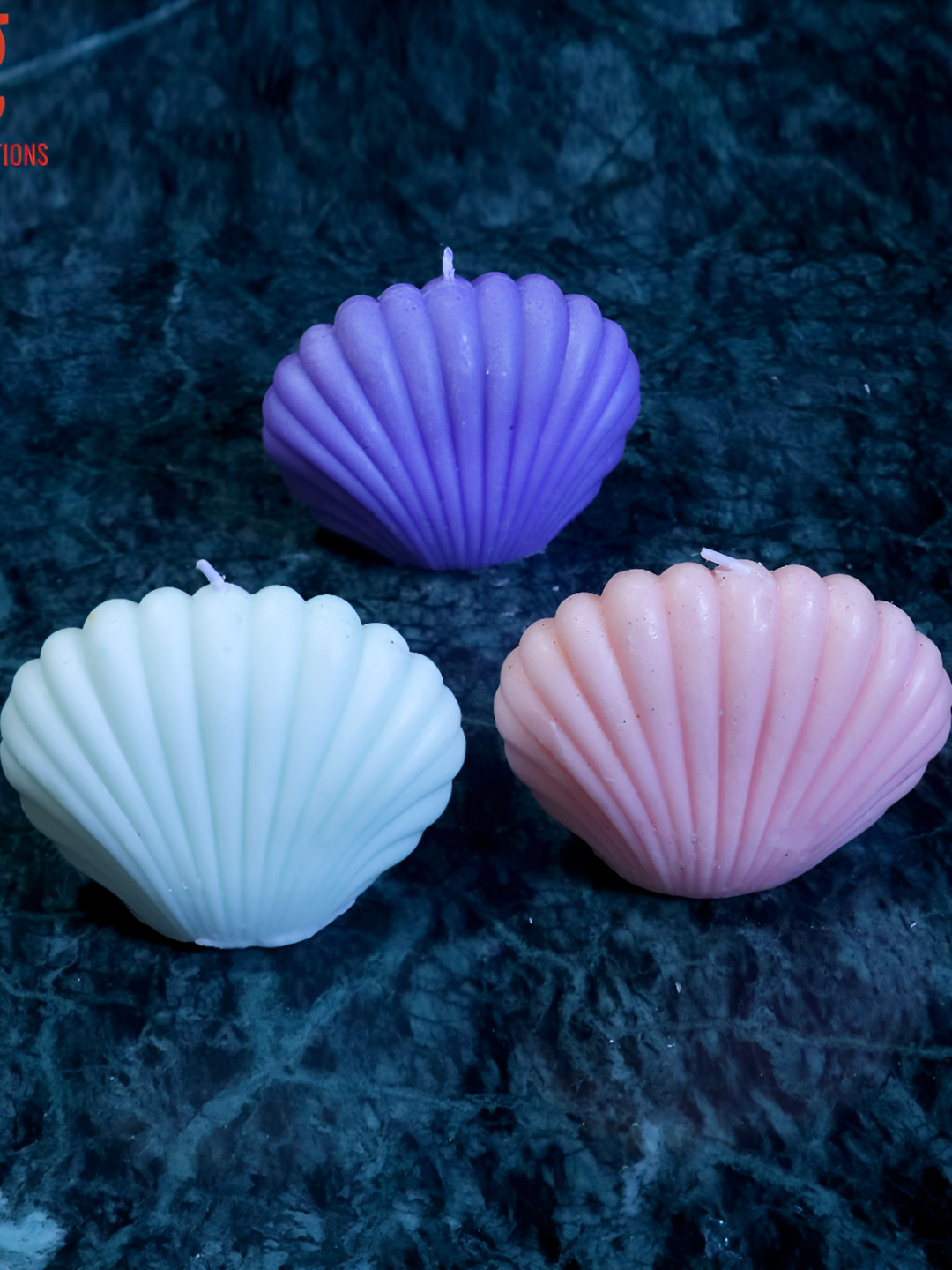 Aura Handmade Close Shell 3Pcs 1 Wick Scented Solid Geometric Regular Tea Light Candles