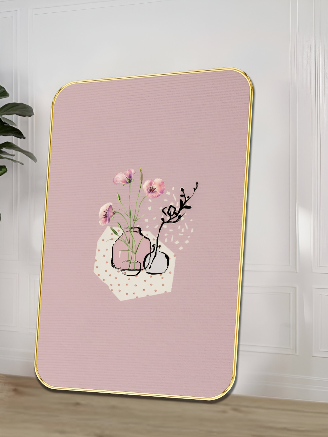 SAF Lavender & Pink Wood Floral and Botanical Wall Paintings