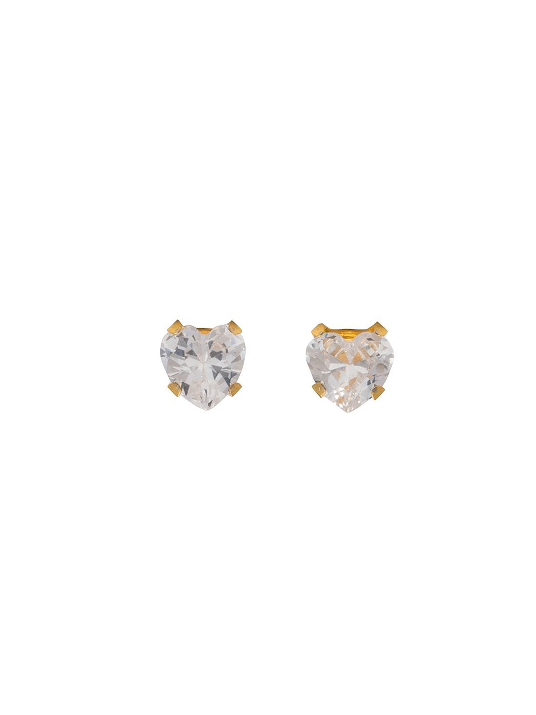 STUDEX Stainless Steel 24K Pure Gold Plated Cubic Zirconia Studded Heart Shaped Studs