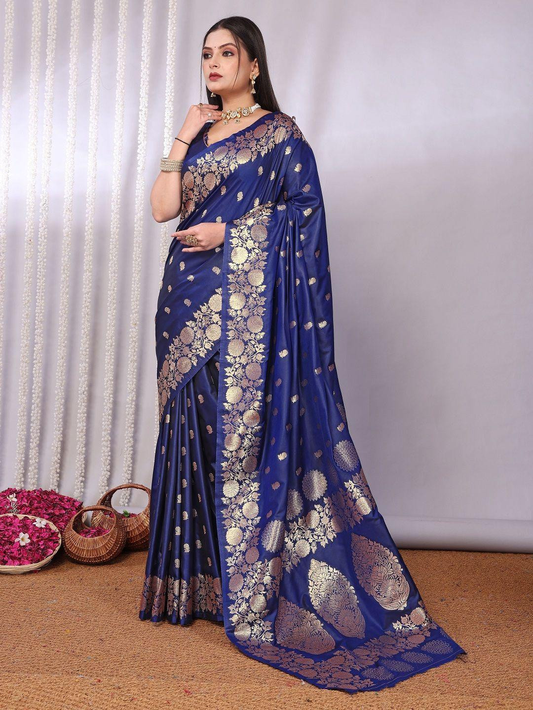 KALINI Navy Blue Banarasi Sarees