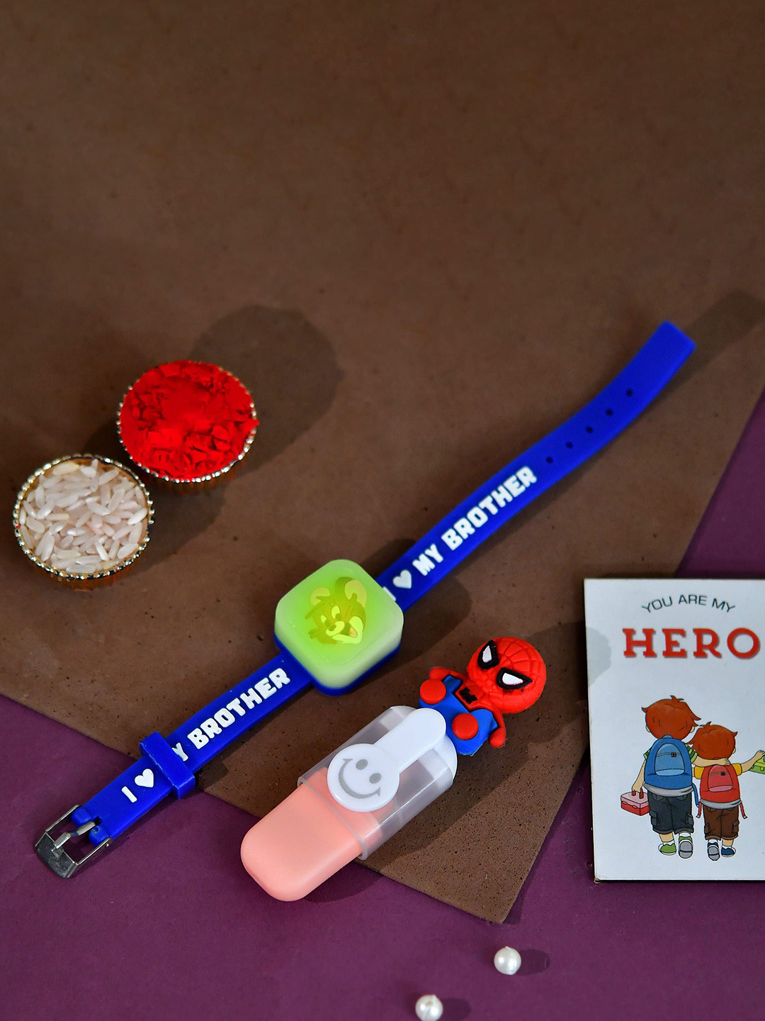 Ascension Set of 2 Jerry Cartoon Bracelet Rakhi With Highlighter & Roli Chawal