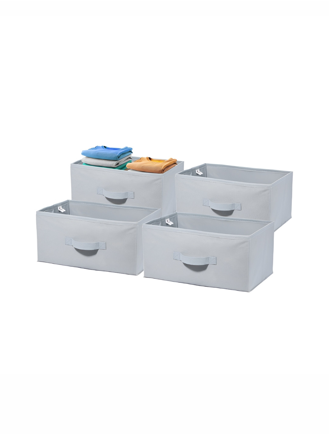 Aura Set of 4 Grey Non Woven Drawer Foldable Cloth Storage Organiser Wardrobe Box
