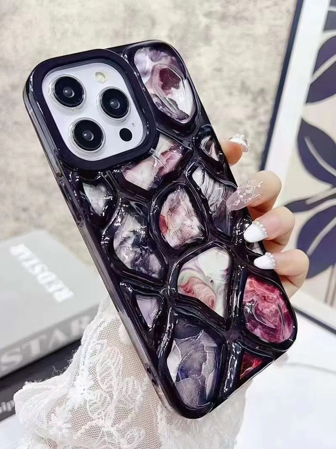 CASE CREATION Abstract Printed Real 3D iPhone 16 Back Case Mobile Accessories