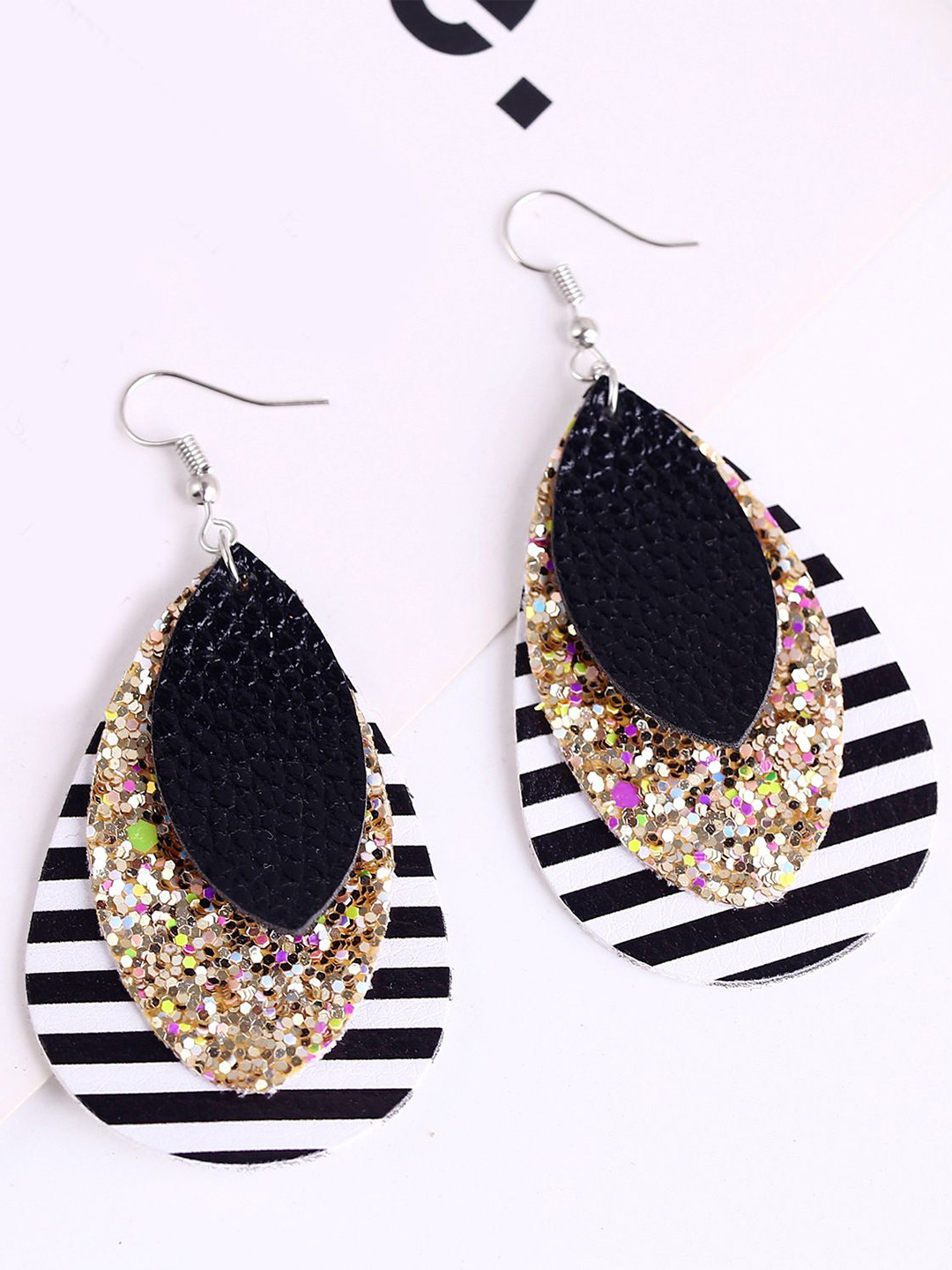 StyleCast x Revolte PU Silver Plated  Oval Shaped Drop Earrings