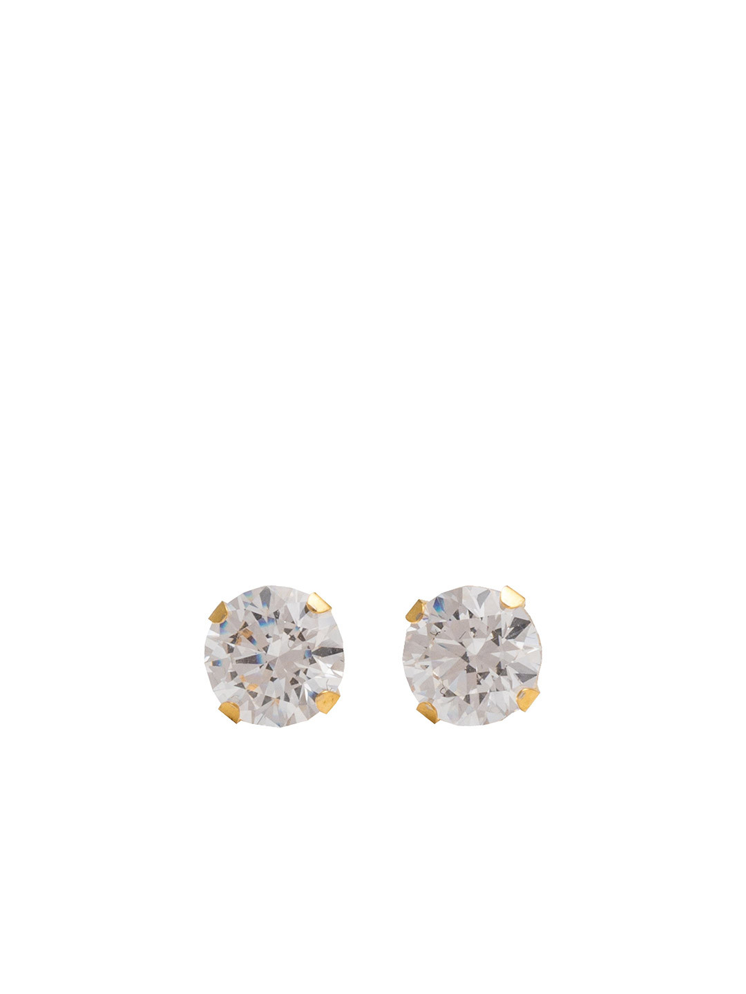 STUDEX 24K Pure Gold Plated Stainless Steel Cubic Zirconia Studded Square Shaped Studs