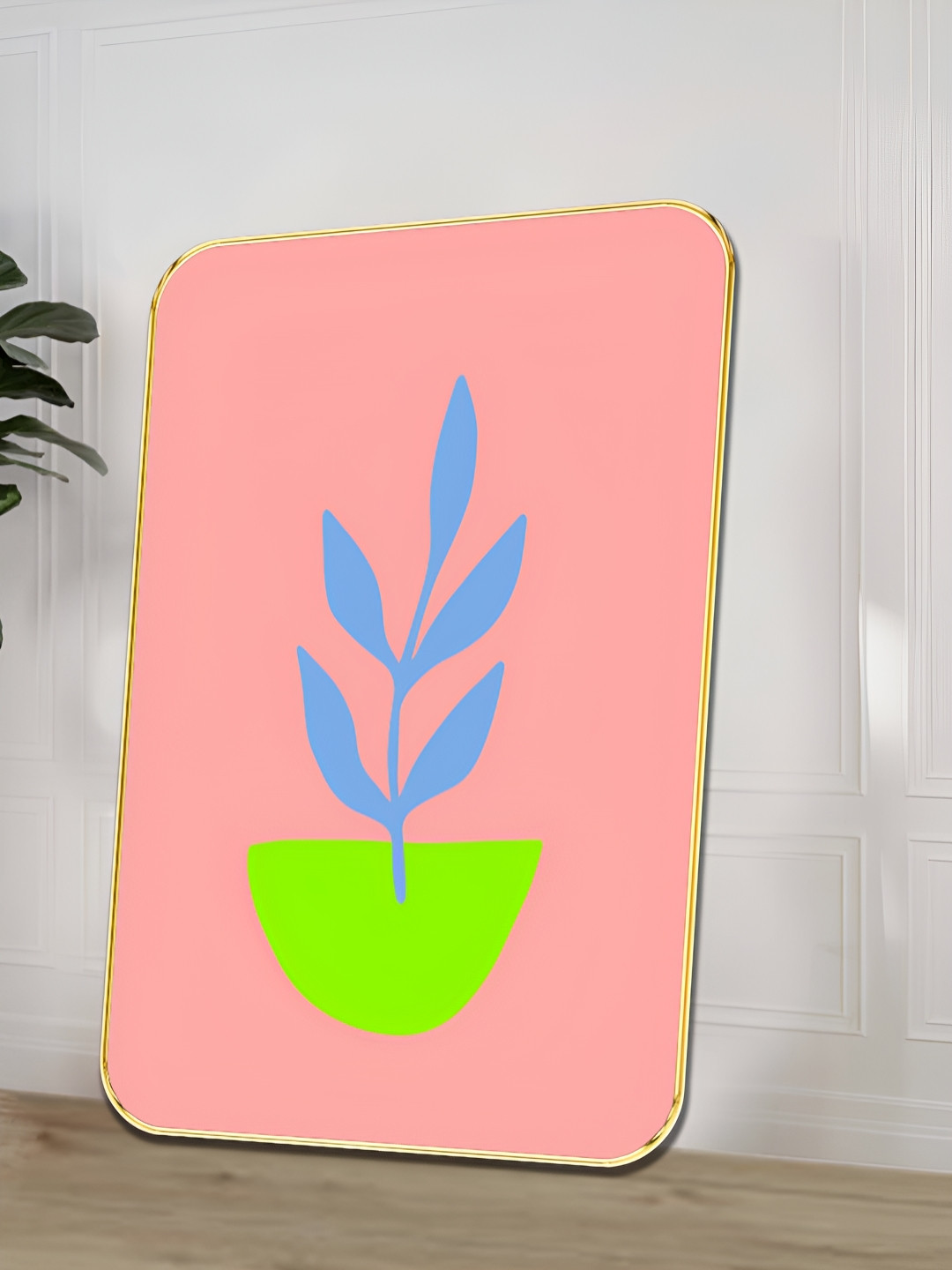 SAF Botanical Wood Wall Rectangle Paintings Wall Art - 24 x 18 In