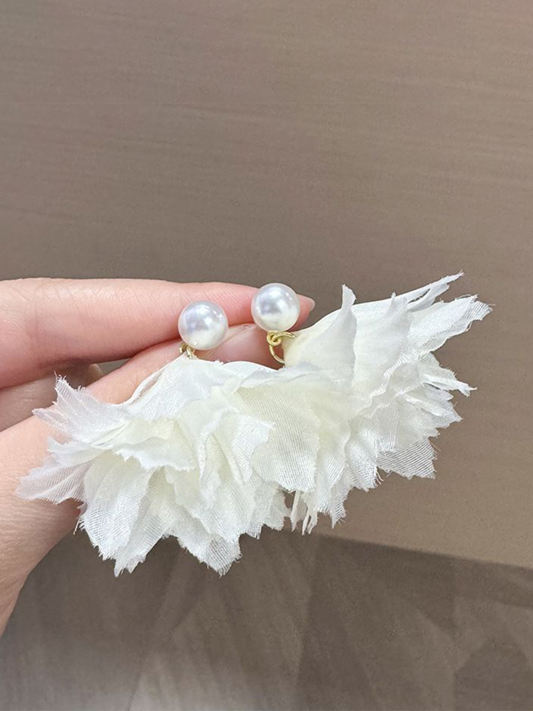 StyleCast x Revolte Pearls Beaded Contemporary  Fabric Drop Earrings