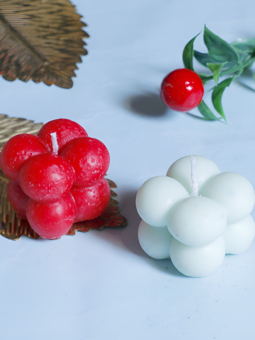 Aura Handmade Small Bubble 2Pcs Scented 1 Wick Scented Solid Square Regular Pillar Candles