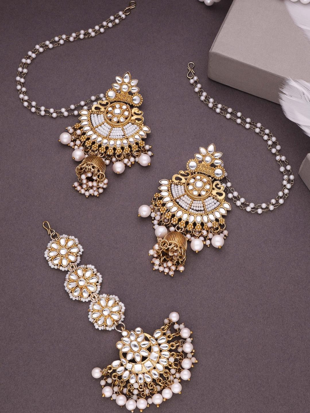 Anouk Gold-Plated Earring & Maang Tikka Set