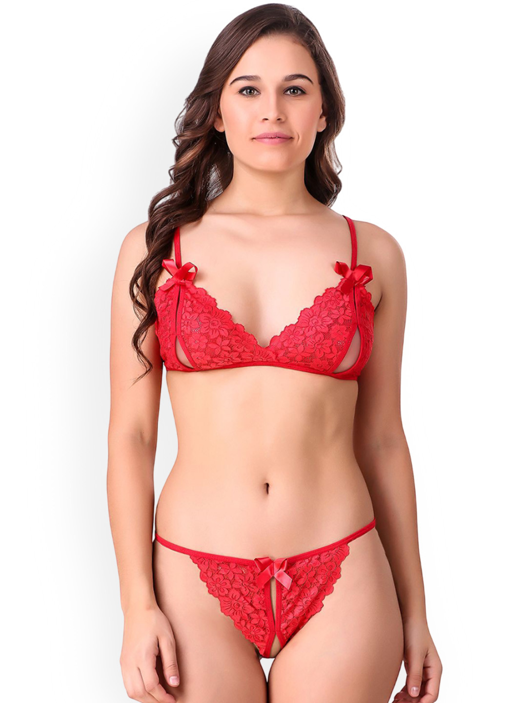 Xs and Os Laced Lingerie Set BP_LACE_X001_RED_SMALL