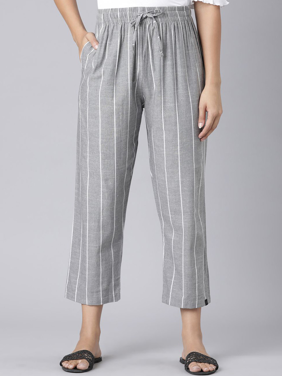 TWIN BIRDS Women Nimbus Fade High-Rise Striped Palazzo Pants