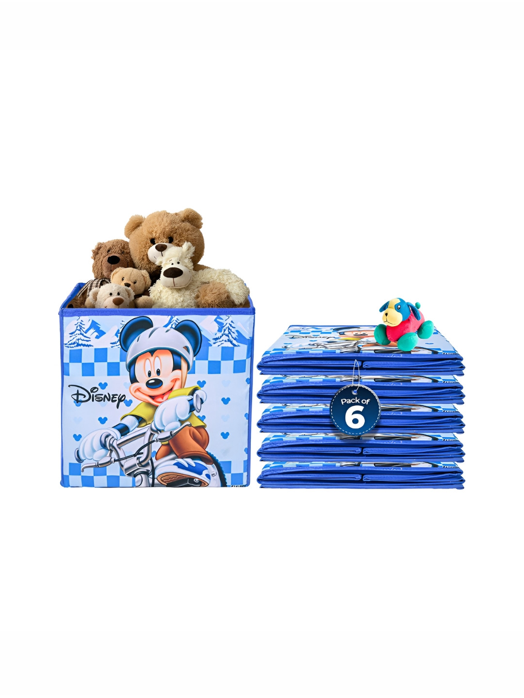 Aura Blue Unisex Set of 6 Regular Large Square Storage Box Multi-Utility Organisers